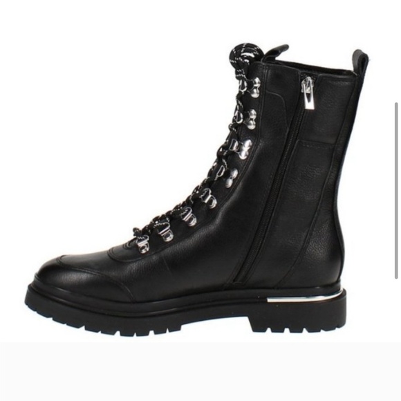 VIA SPIGA TAVVI Lace Up Combat Hiking Boots Shoes Black Leather - Picture 3 of 12